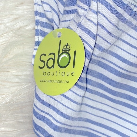 BB Dakota blue striped one shoulder romper size 8 new with tags - Picture 6 of 11